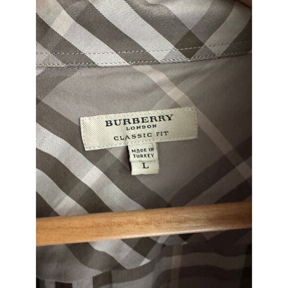Burberry Grey Plaid Novacheck Men's Button Down Shirt L - Picture 5 of 5